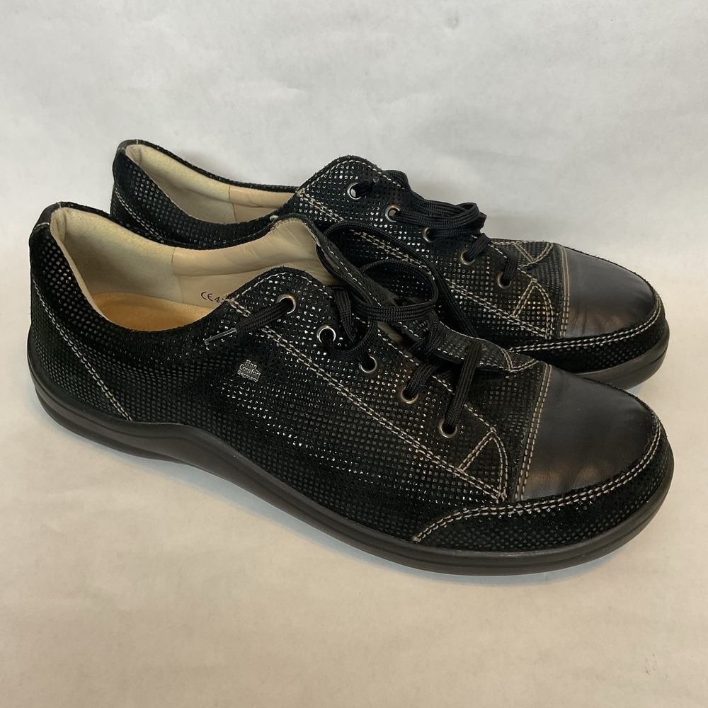 Finn Comfort Soho Comfort Sneakers Black Leather Women's Size 42/11-11.5